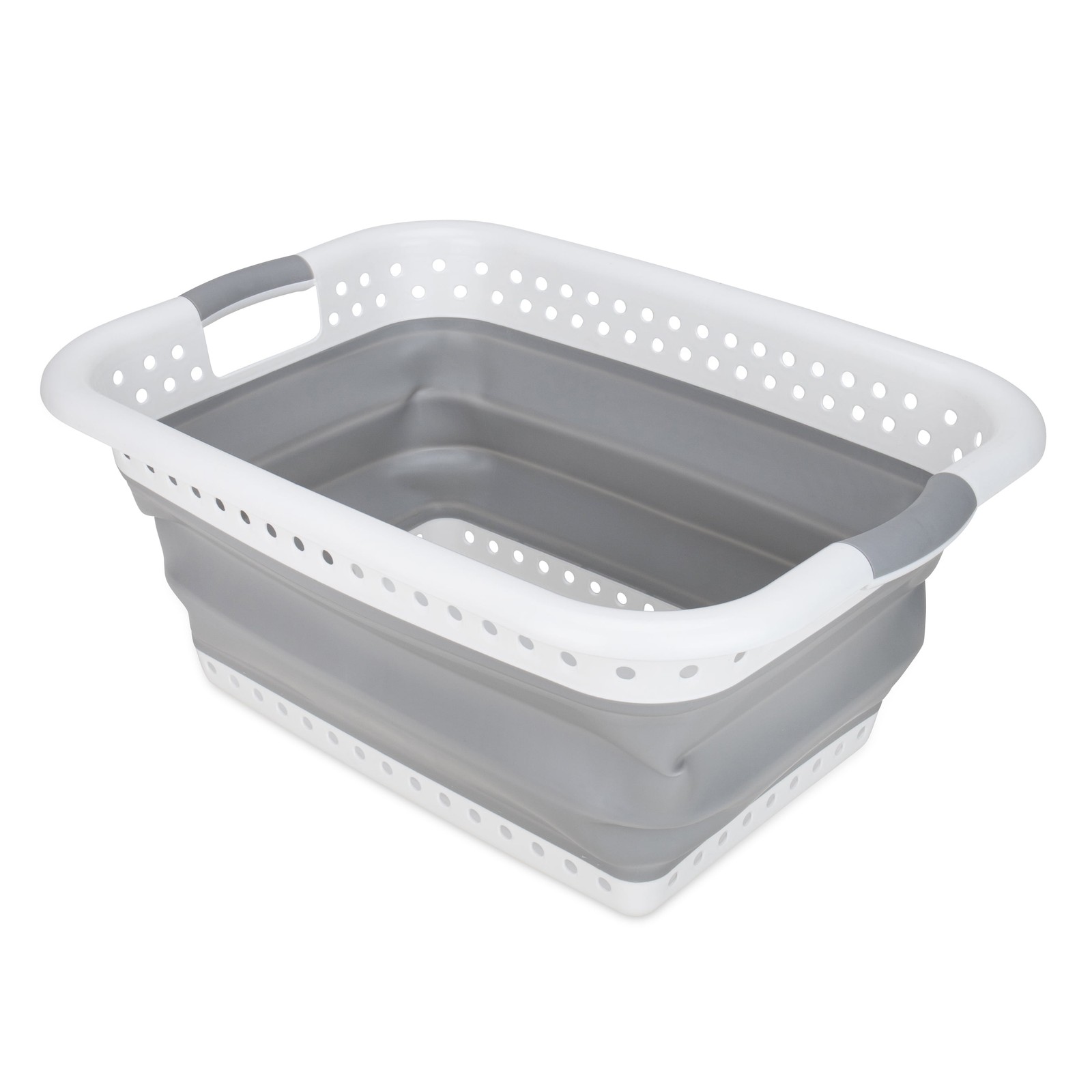 Collapsible Utility Basket, Large, White/Gray