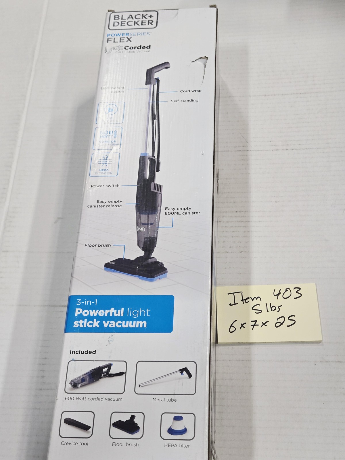 BLACK+DECKER POWERSERIES FLEX Corded 3-in-1 Stick Vacuum 600W HEPA Lightweight