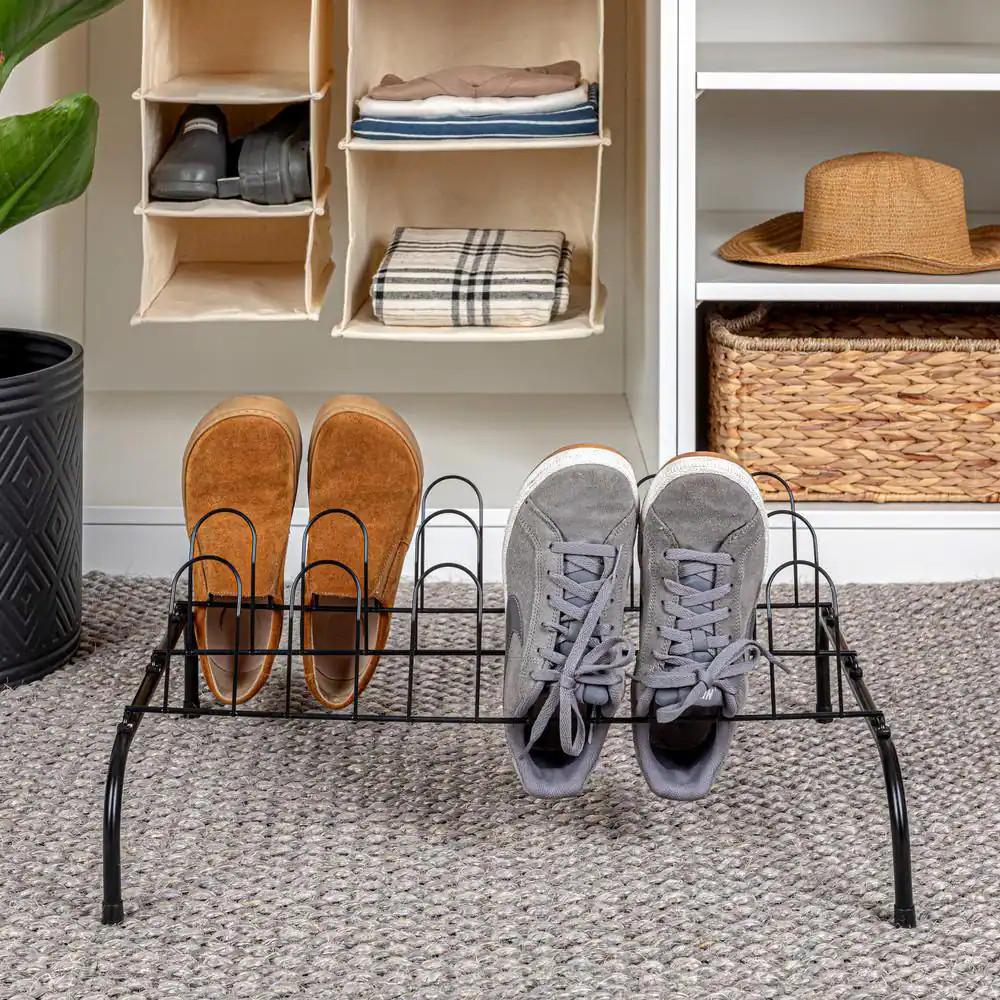 9.3 In. H 9-Pair Black Metal Wire Shoe Rack