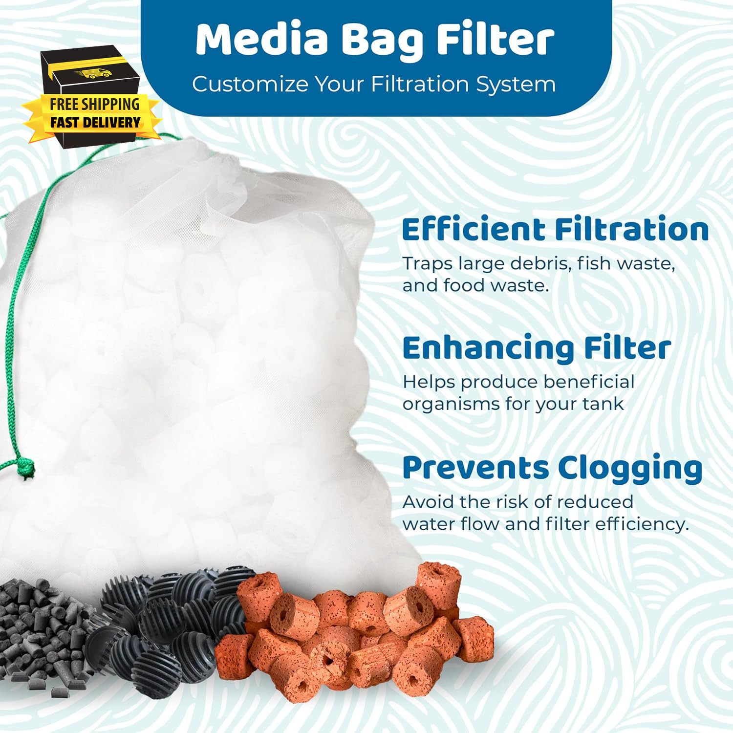 Media Filter Bags, White Mesh Nylon Pouch for Holding Aquarium Active Carbon, Bi