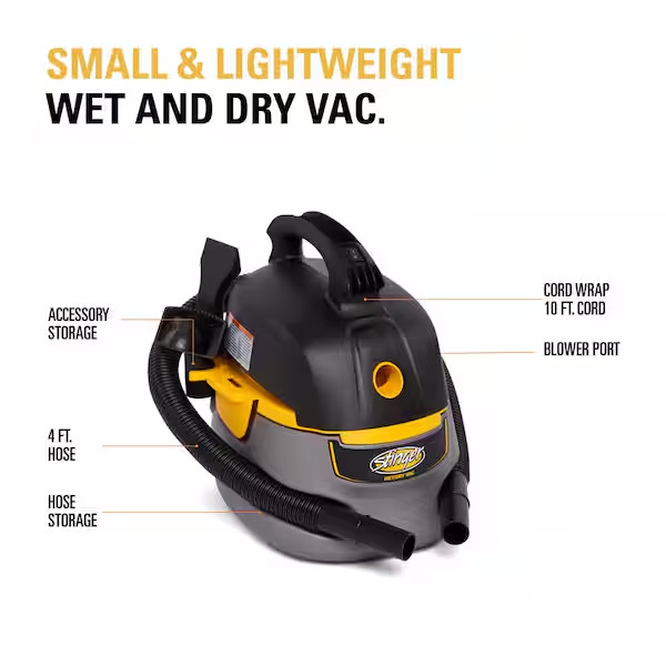 small portable wet/dry vac car auto detail shop vacuum cleaner blower 2.5-gallon