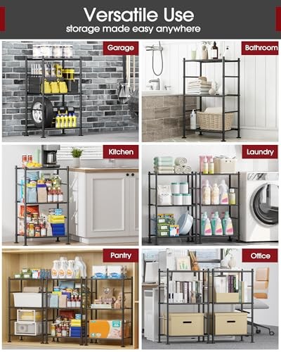 Storage Shelves – 3 Tier Shelf Organizer, 18.0W x 12.0D x 30.0H (3T) Black