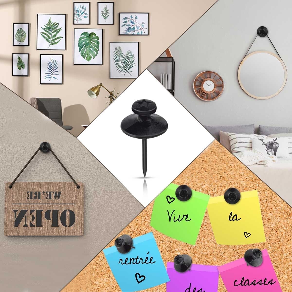 30 Pcs Double Headed Picture Hanging Nails Double Headed Thumb Tacks For Wall