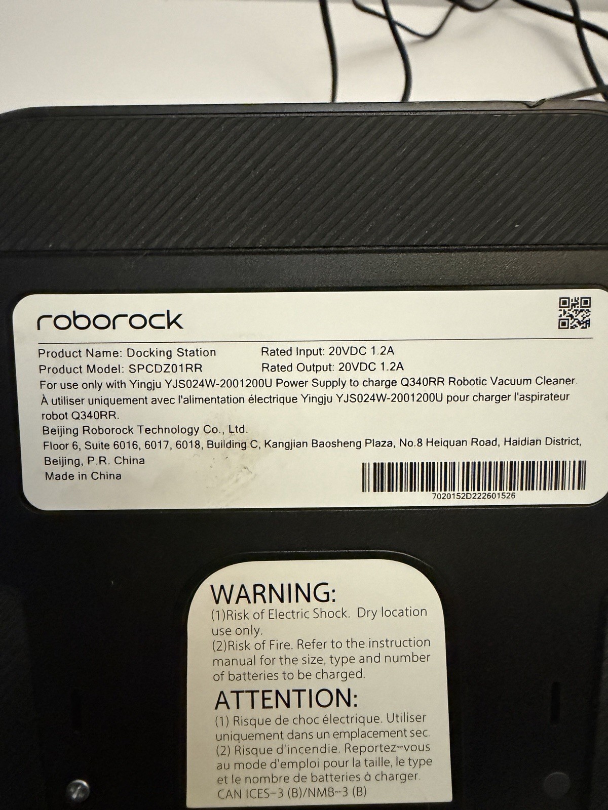 Xiaomi Roborock Docking Station Standard Charging Base Model: SPCDZ01RR – BLACK