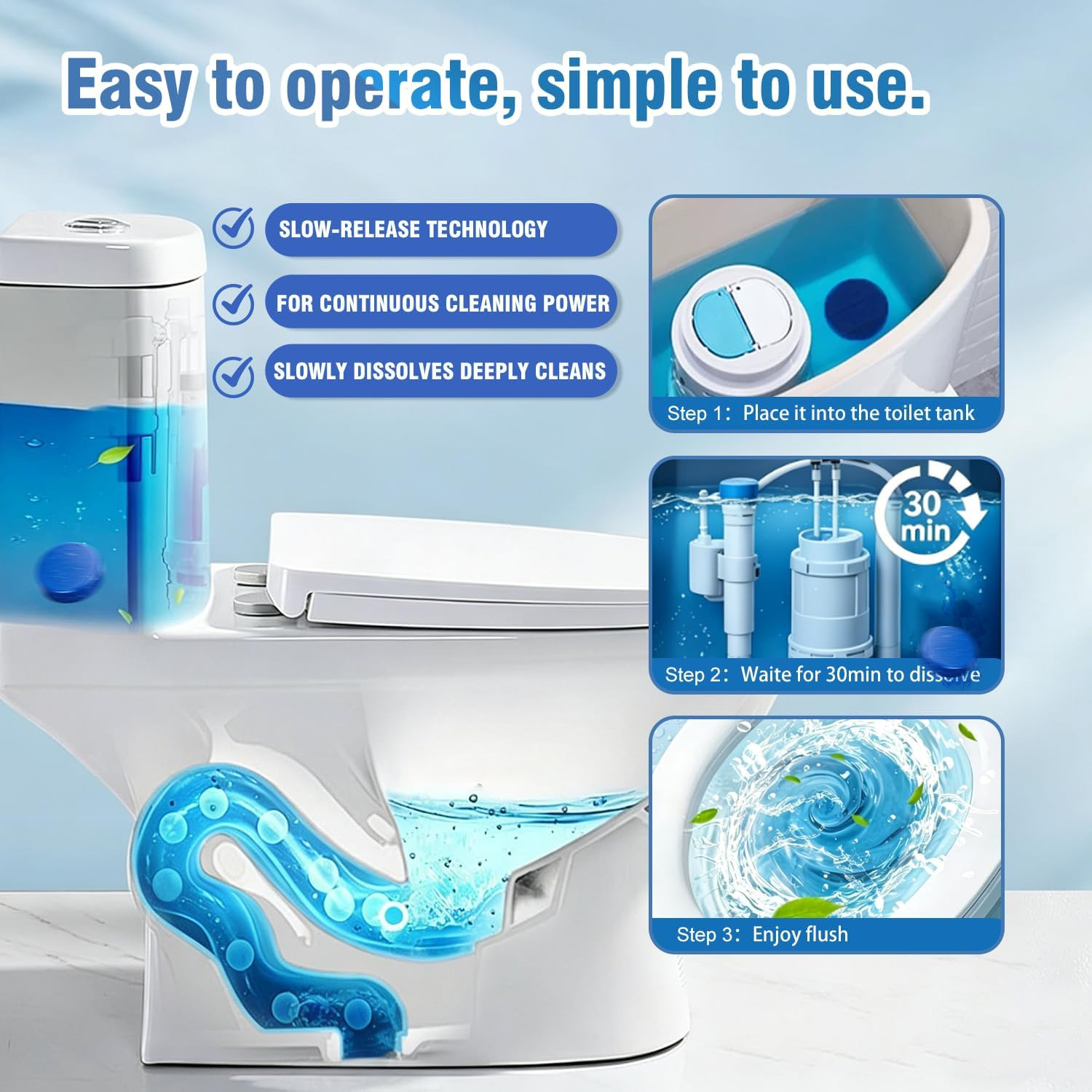 12 Tablets Toilet Bowl Cleaner Tablets for Tank – Automatic Toilet Tank Cleaner