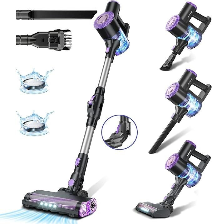 PRETTYCARE W400 Powerful Suction, Rechargeable Vacuum Cleaner, Purple