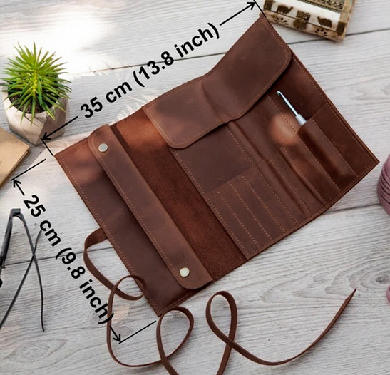 stationery pen pencil tableware Cutlery knife fork bag cow Leather brown Q258