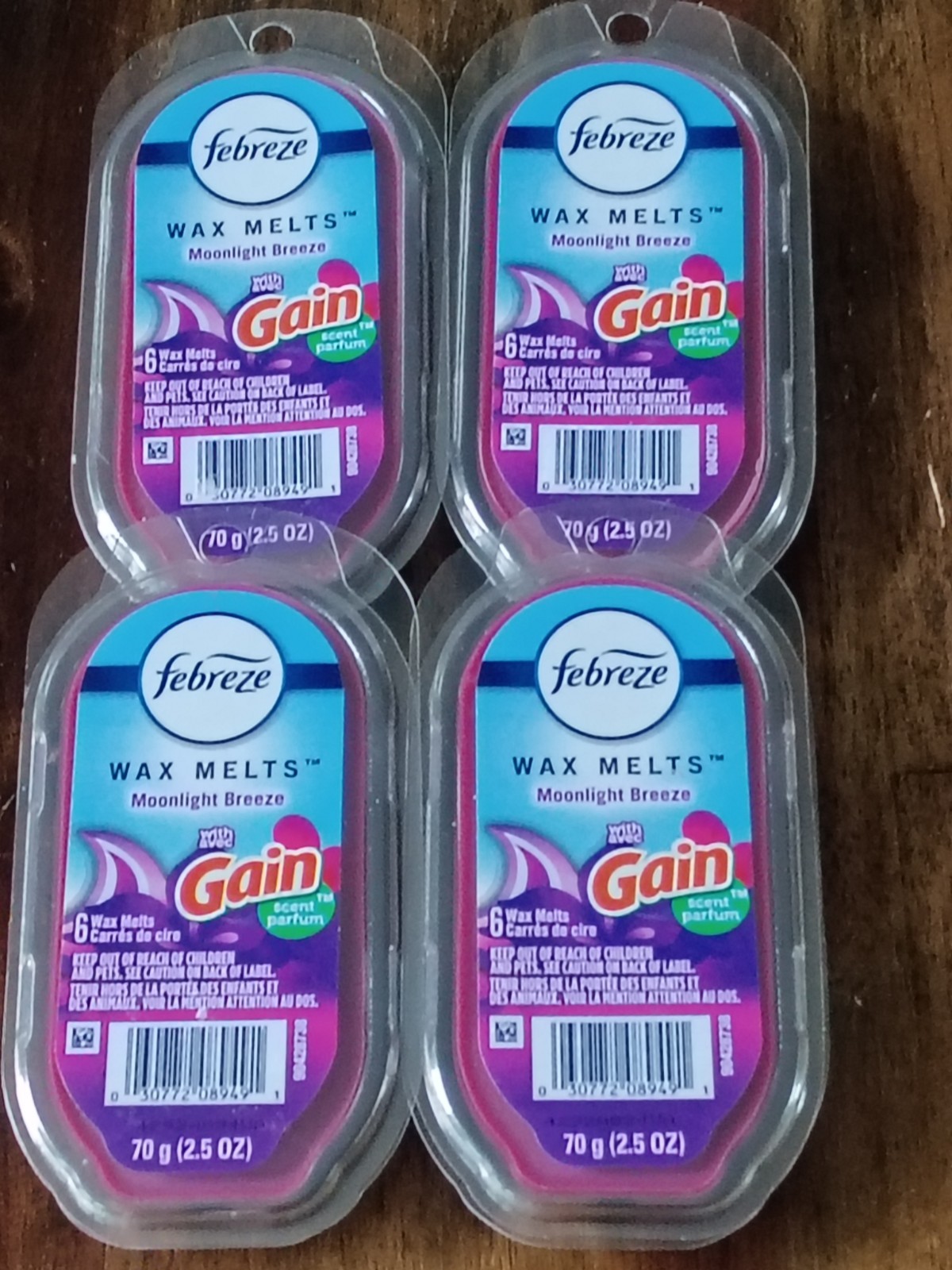 4 Febreze MOONLIGHT BREEZE Wax Melts ~ WITH GAIN~ 24 Total Wax Cubes