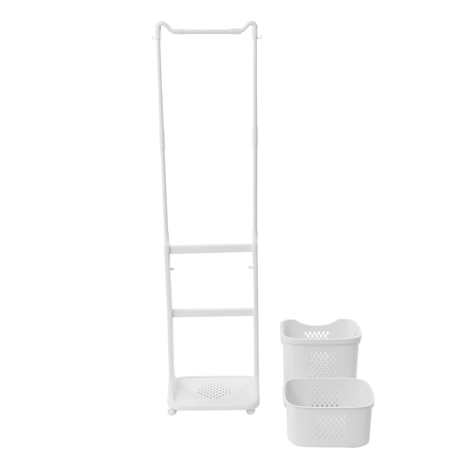 Gdrasuya10 Laundry Basket with Clothes Pole, Waterproof, ABS, PP, Linen, Metal