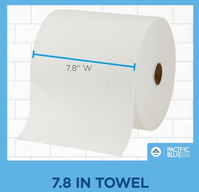 Pacific Blue Ultra 26490 Hardwound Paper Towels 1-Ply 1150 ft White 6 Rolls