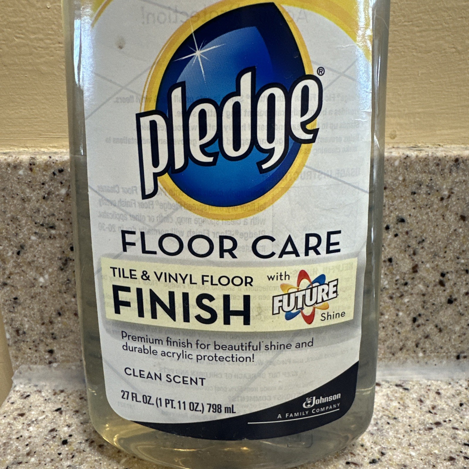 Pledge Floor Care Tile & Vinyl Finish With FUTURE Shine 27 oz Clean Scent New