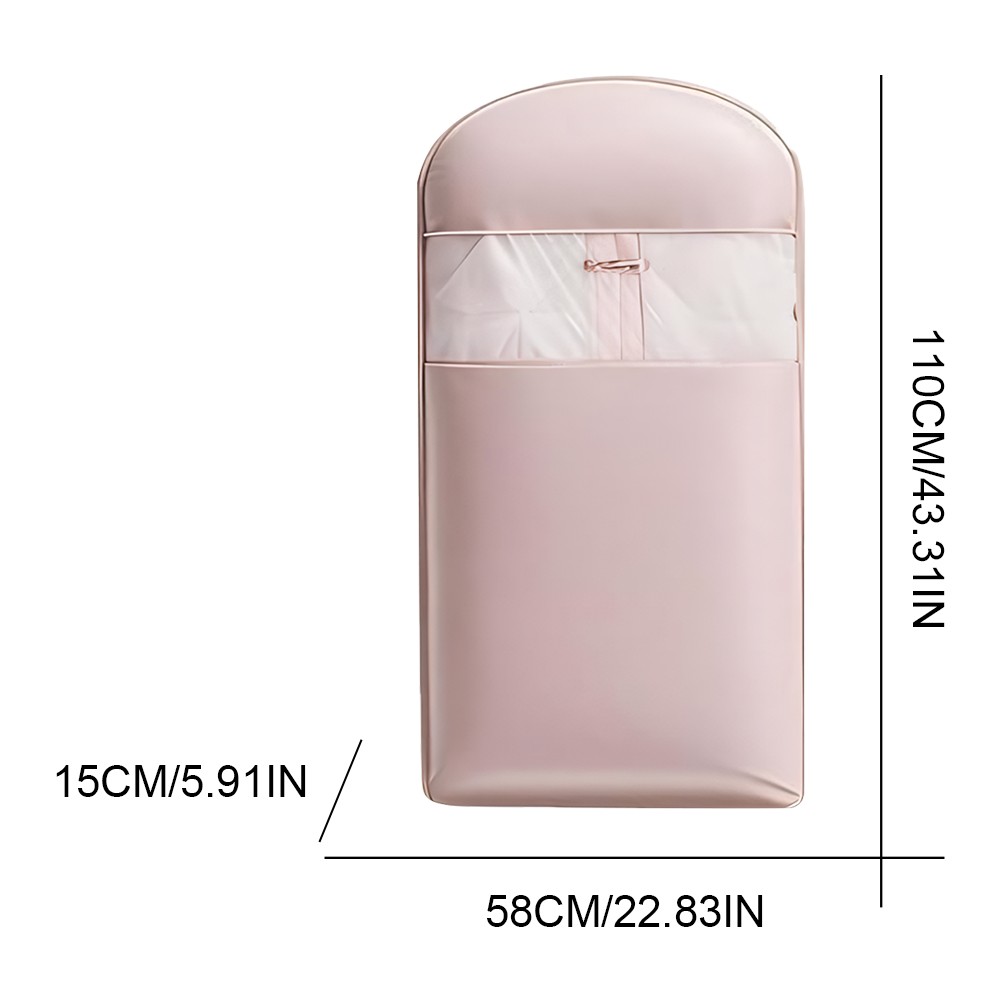 Space Saving Hanging Garment Bag w/ Self Compression Zipper Storage Bag(Pink M)