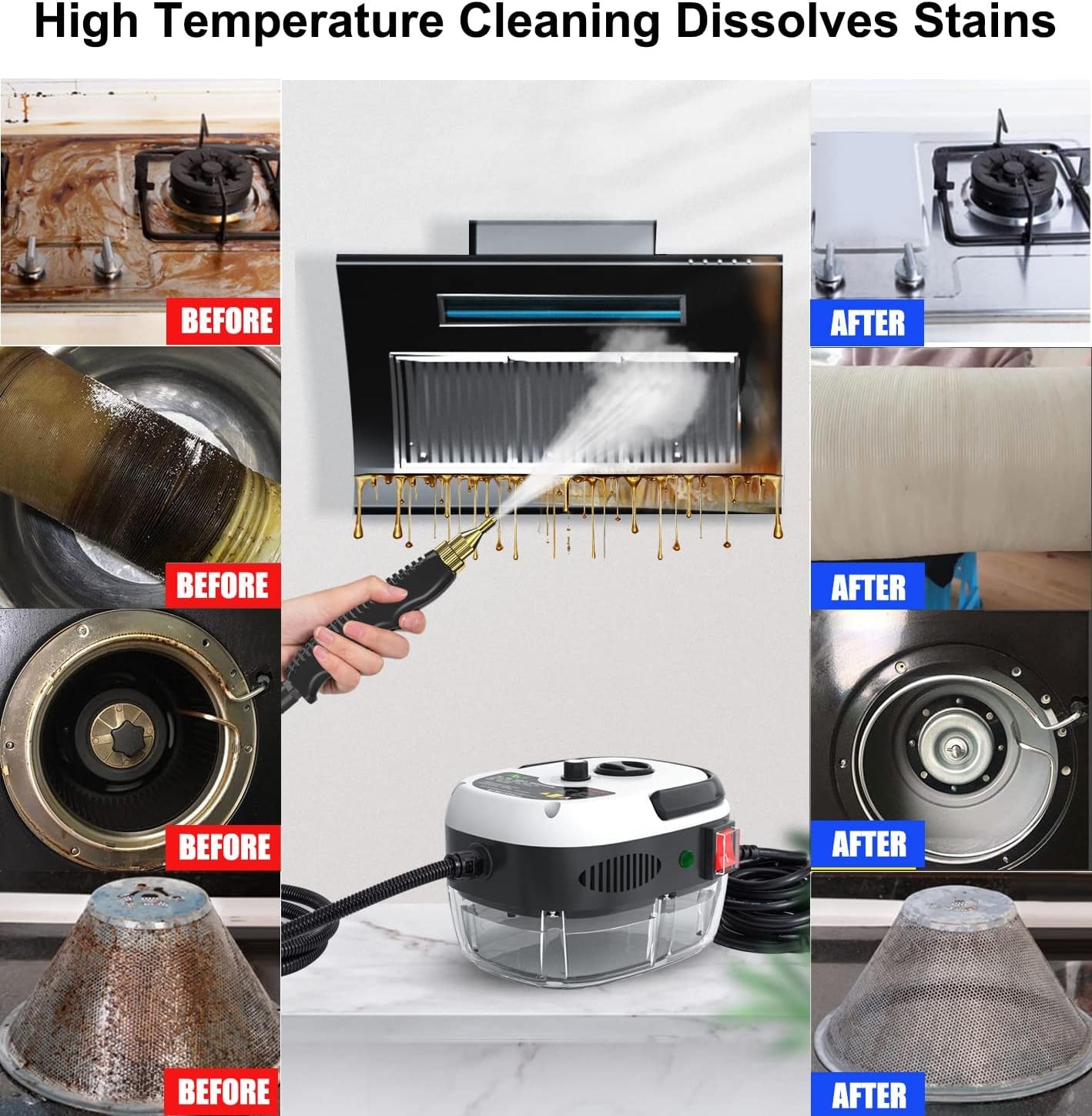 2500W Steamer for Cleaning High Pressure Portable Car Steamer for Home Kitchen