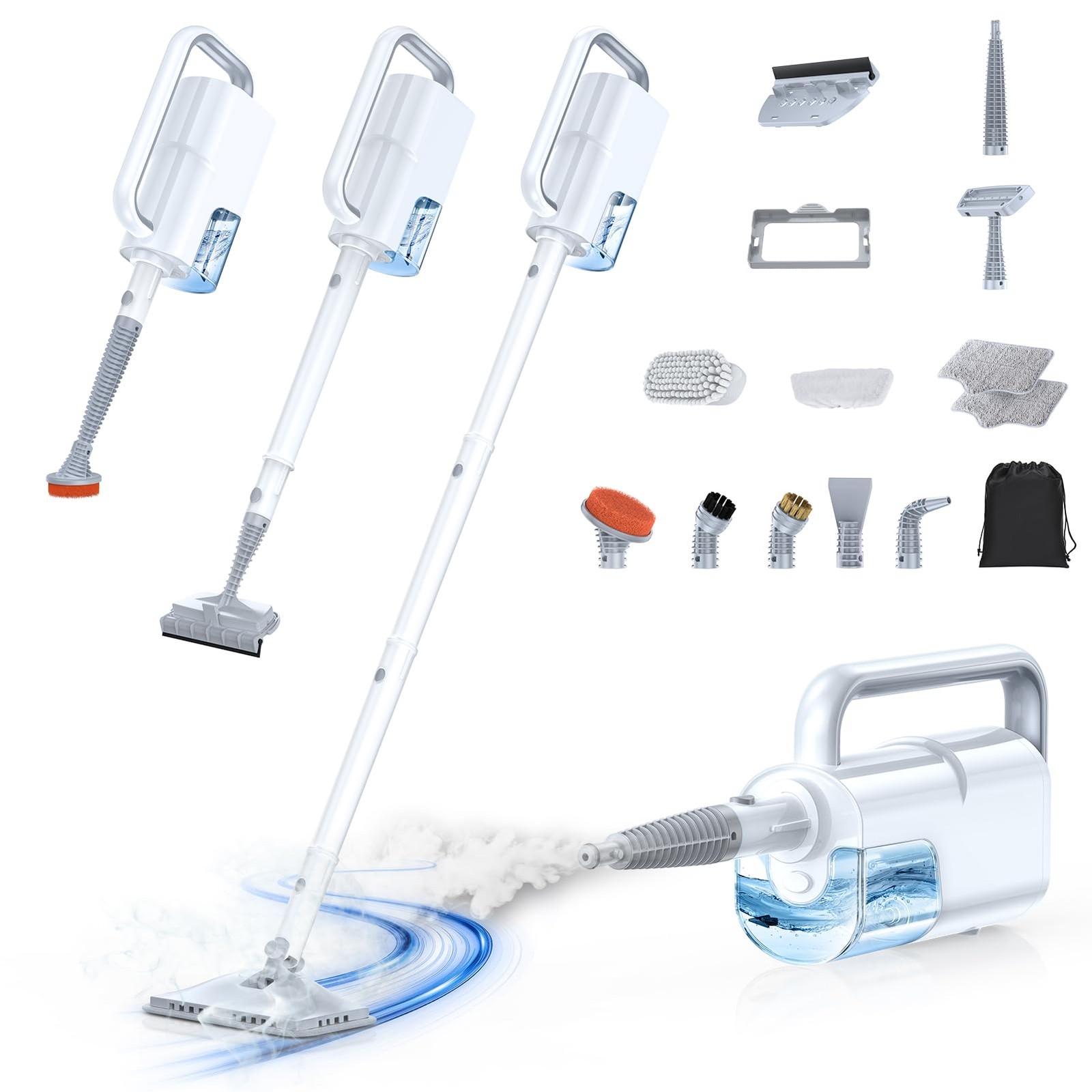 LABIGO 10-in-1 Steam Mop with Detachable Handheld Steamer, 350ml Tank, 10s