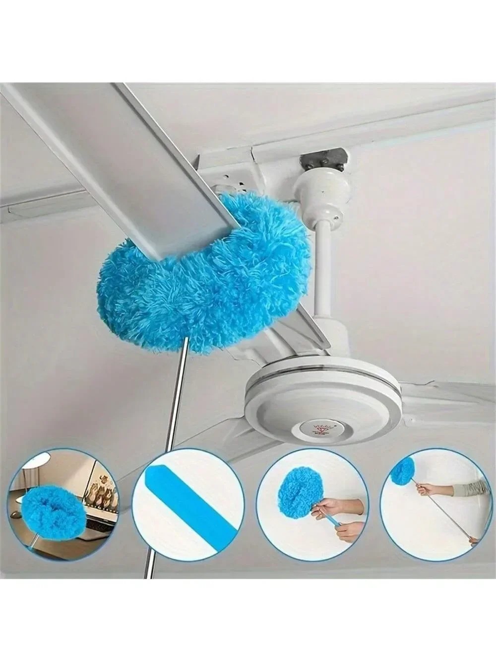 Extendable Ceiling Fan Duster Microfiber Dust Cleaner Brush Telescopic Pole
