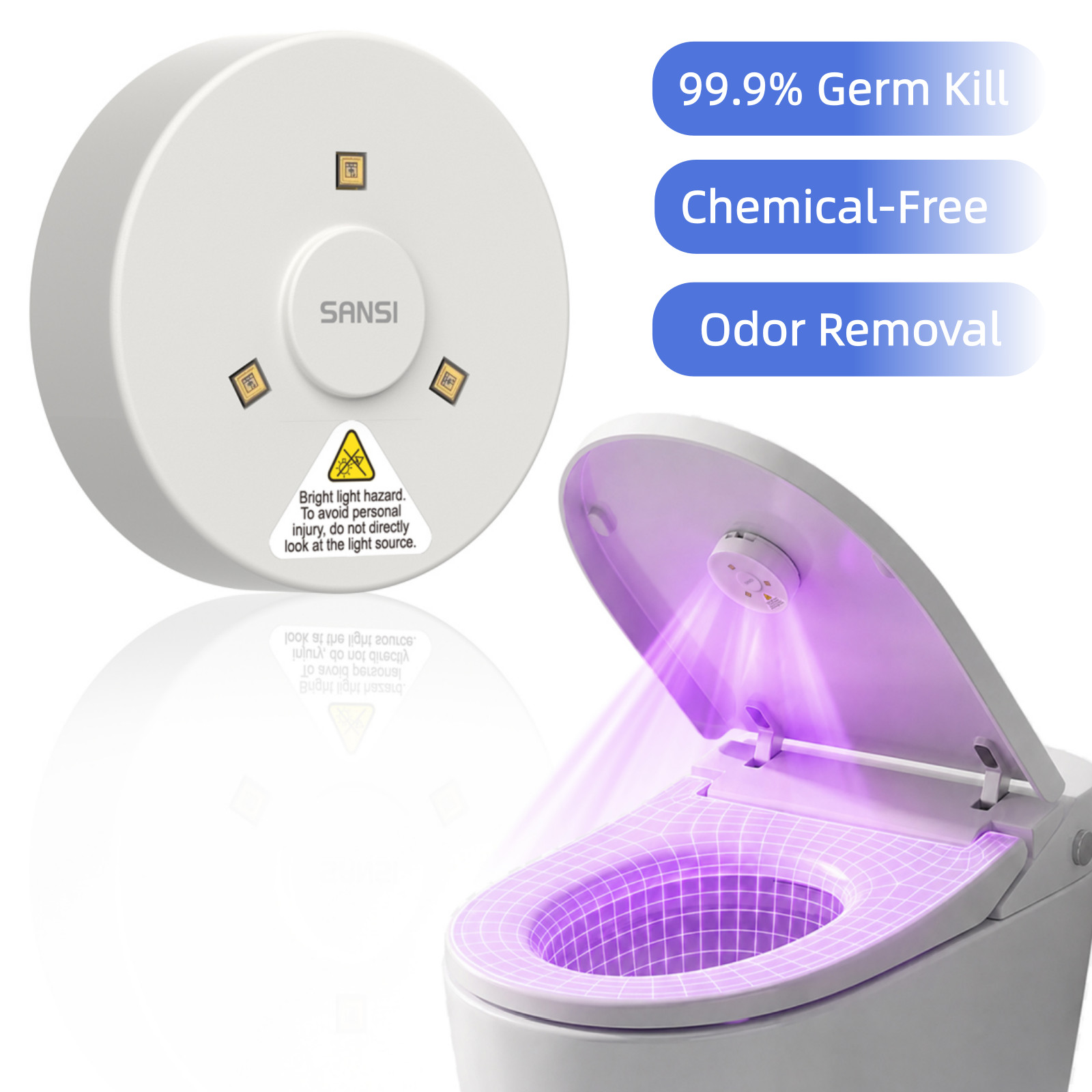 Smart UVC Toilet Sterilizer Light Rechargeable Toilet Lid UV Light Home Hotel