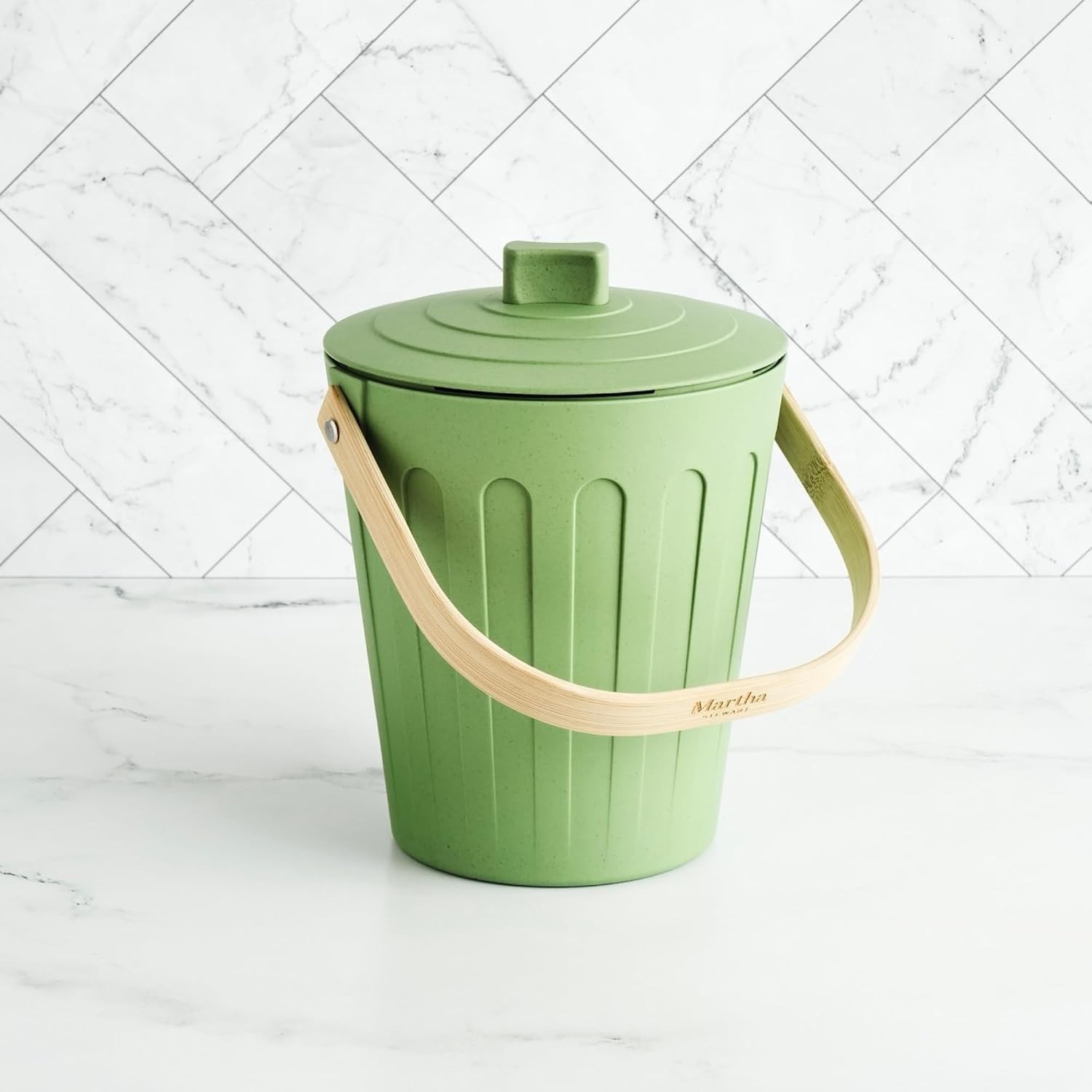 Martha Stewart Countertop Compost Bin .7 Gallon Sage Green w/ Filters NEW