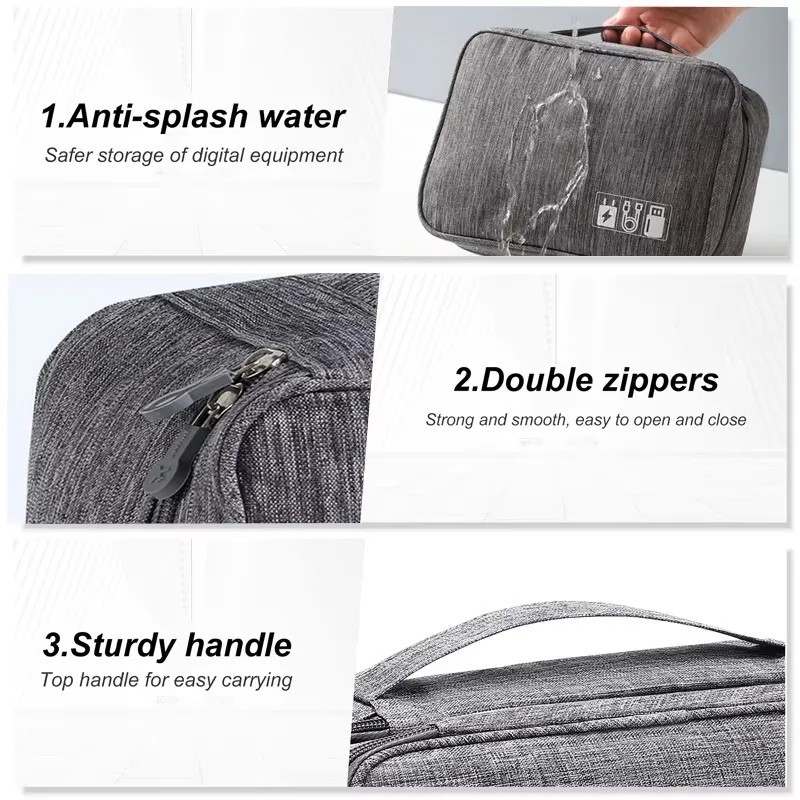 Double Layer Travel Cable Storage Bag Portable Electronic Organizer Case