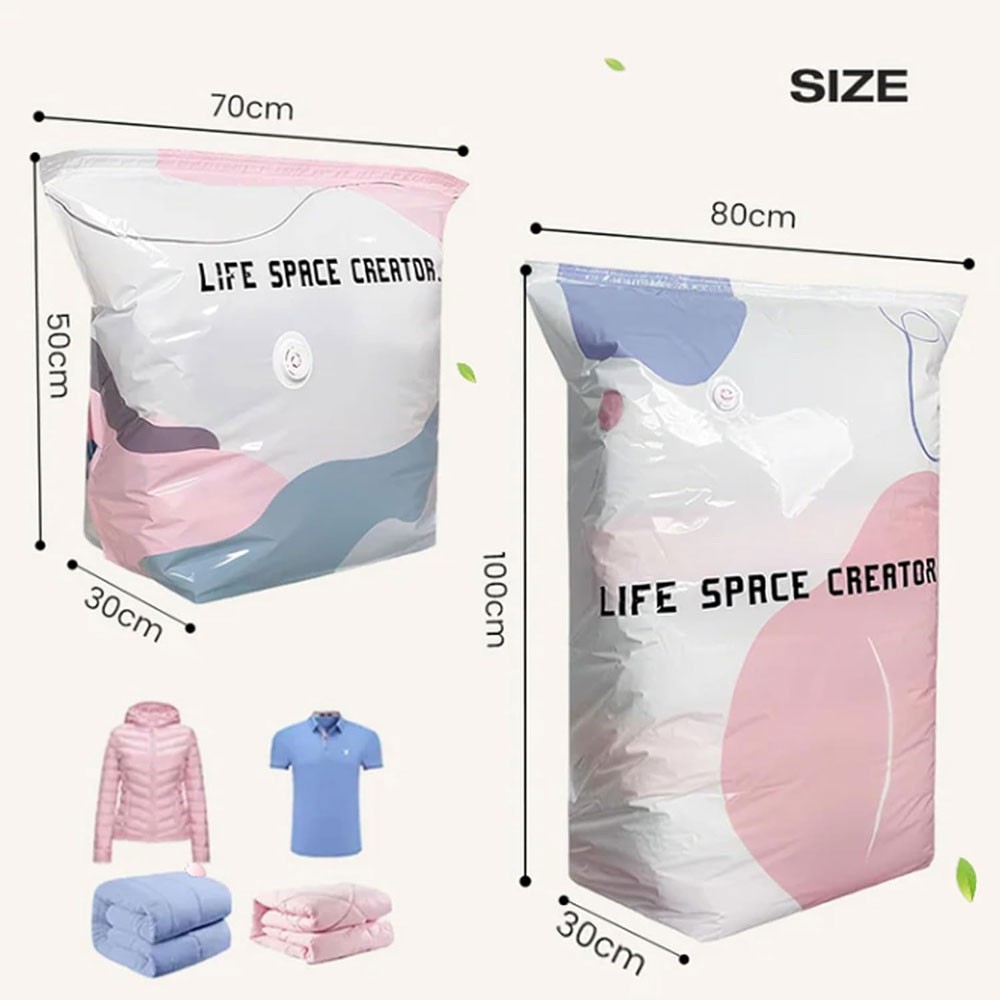 No‑pump Vacuum Storage Bags – Press & Seal,Reusable Space Saving Compression Bag