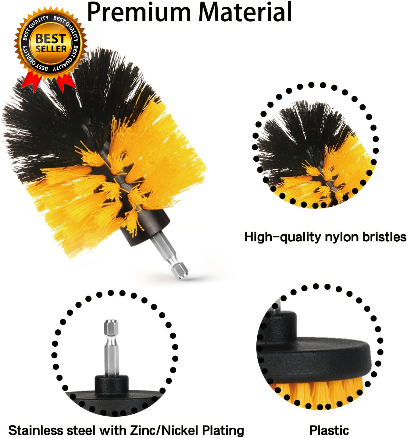 Drill Brush Attachment Set, 7 Pack 1/4In Power Scrubber Brush + Extend Long