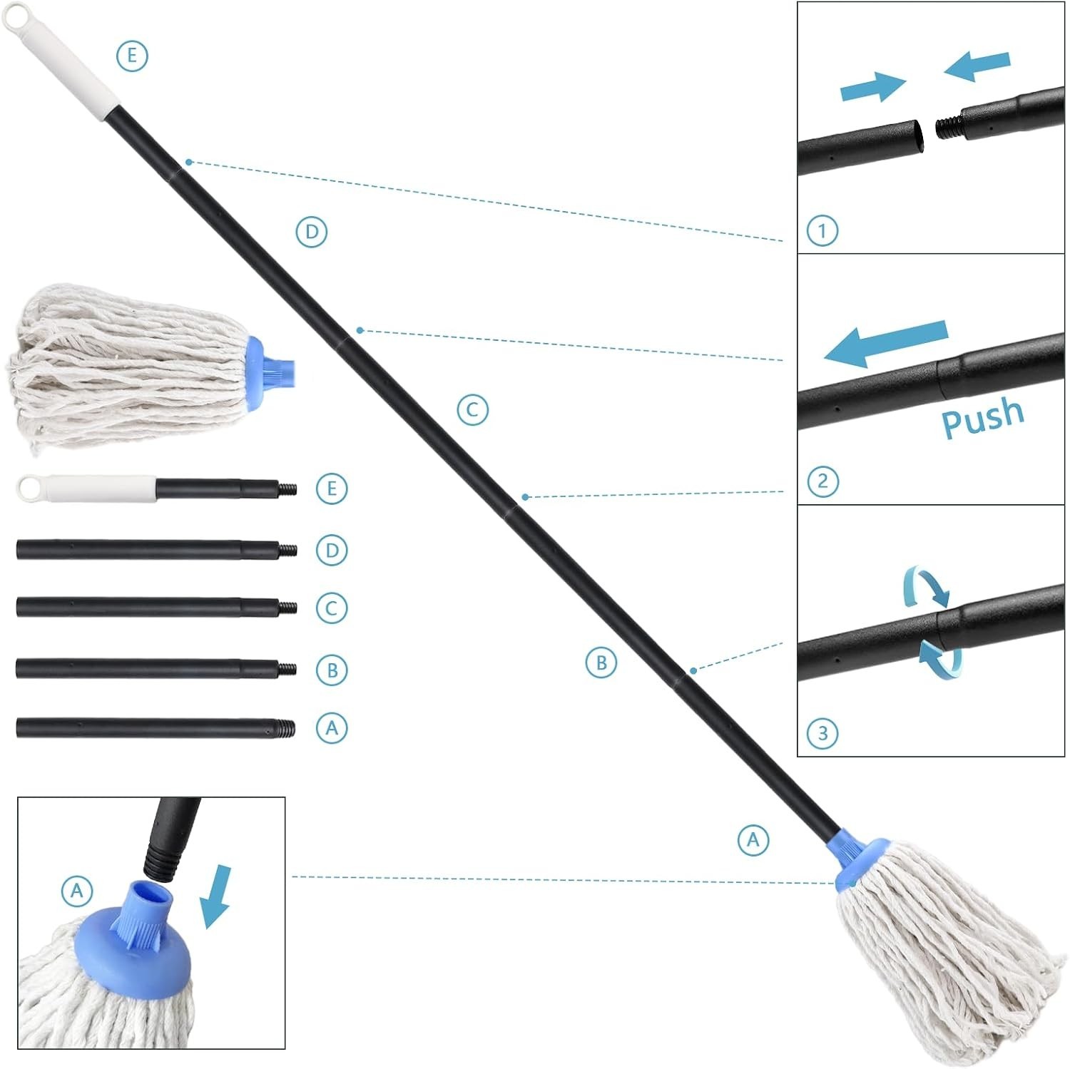 Indoor Mop for Floor Cleaning – Cotton Mops for Floor Cleaning, Regular Mop f…
