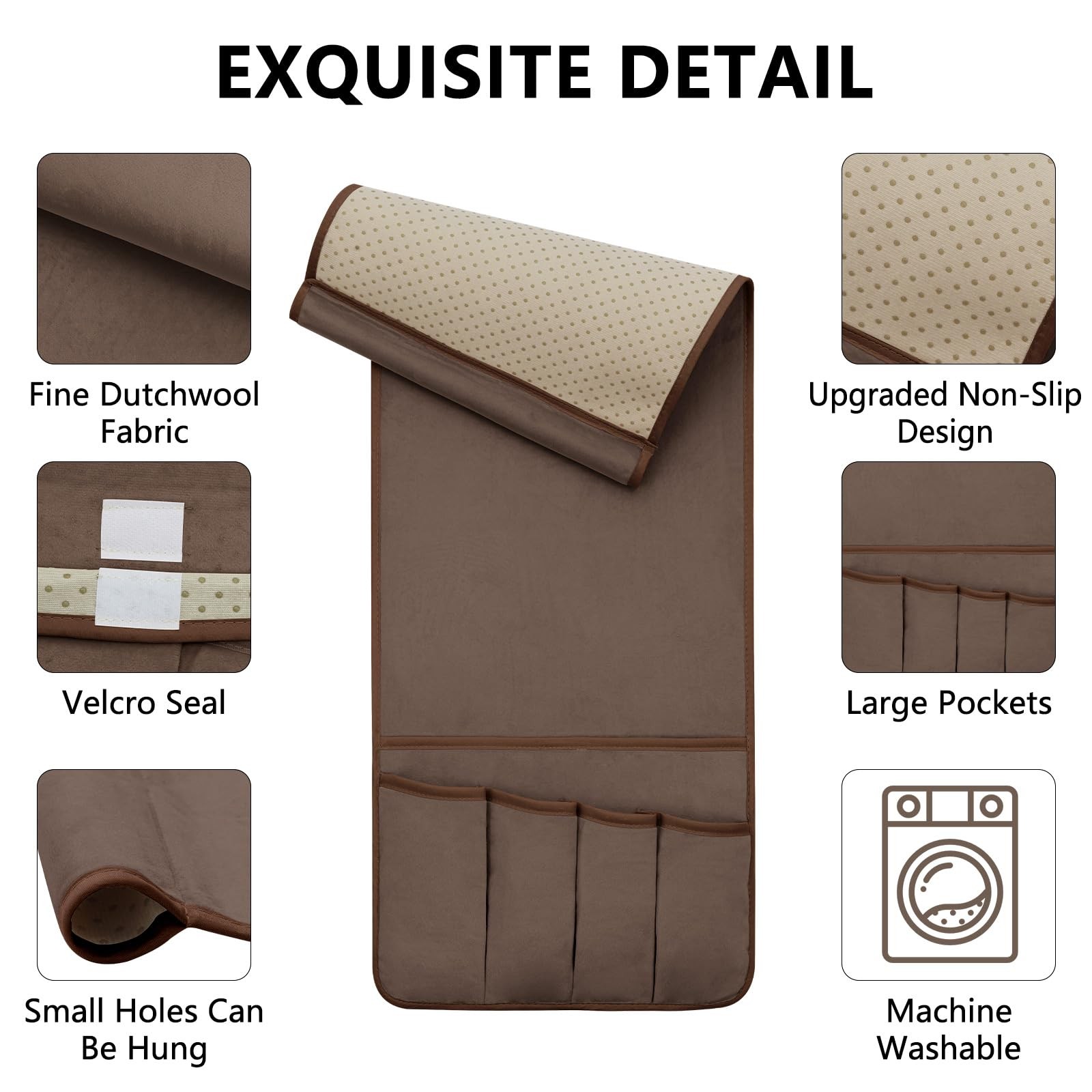 Brown Remote Control Holder Armchair Couch Bedside Organizer 5 Pockets