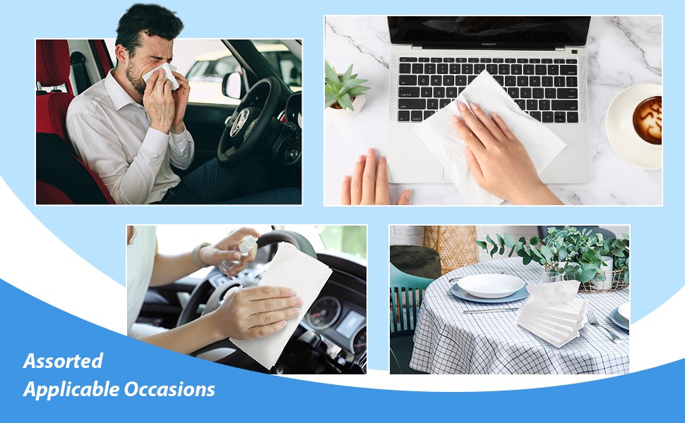 4 Packs Car Tissue Refills, Car Napkin Holder Refill Facial Auto Visor Travel