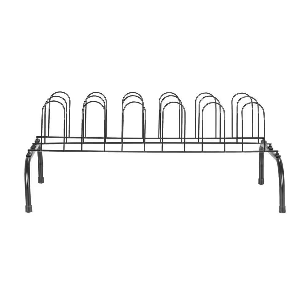 9.3 In. H 9-Pair Black Metal Wire Shoe Rack