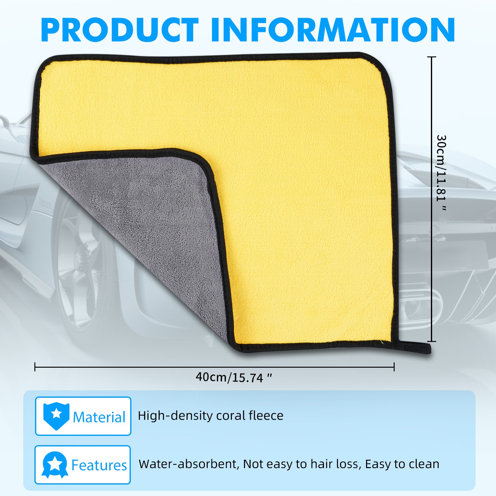 Car Wash Towel Microfiber Plush Cleaning Drying Cloth Car Care Cloth Resuable