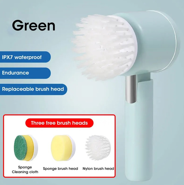 1pcs Electric Spin Scrubber – Cordless Cleaning Brush with 5 Replaceable Heads