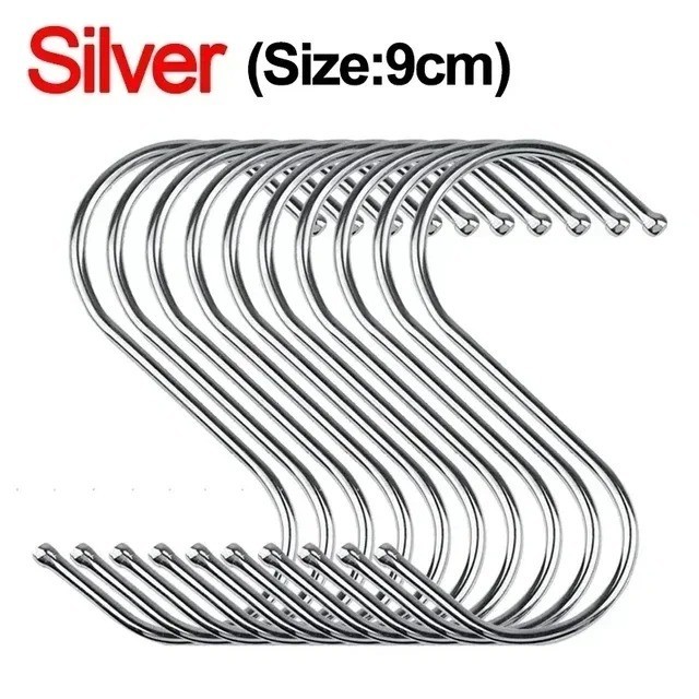 10-50pc Stainless Steel S Hooks Kitchen Meat Pan Utensil Clothes Hanger Hanging