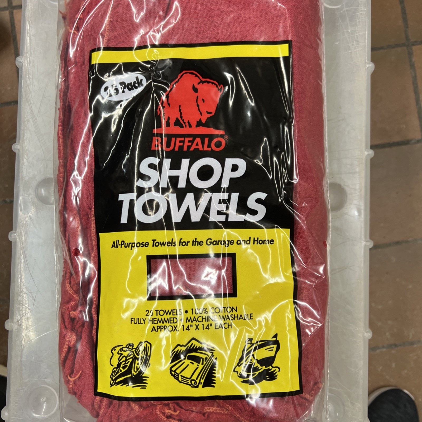 25 Pack Shop Towels 14×14 Red 100% Cotton Lint Free Cleaning Shop Rags
