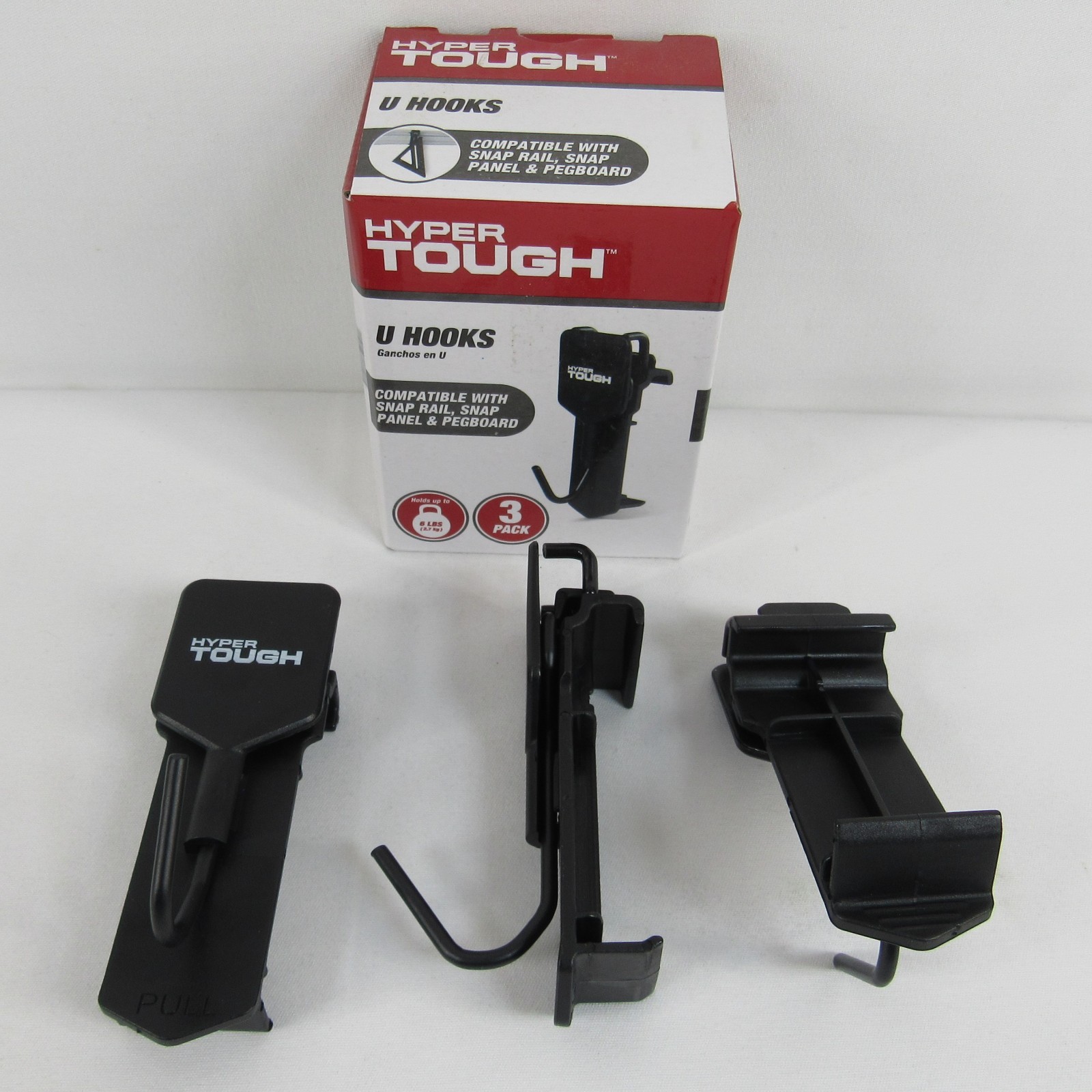 Hyper Tough U Hooks 3 Pack Tool Organizing Compatible Snap Panel Pegboard