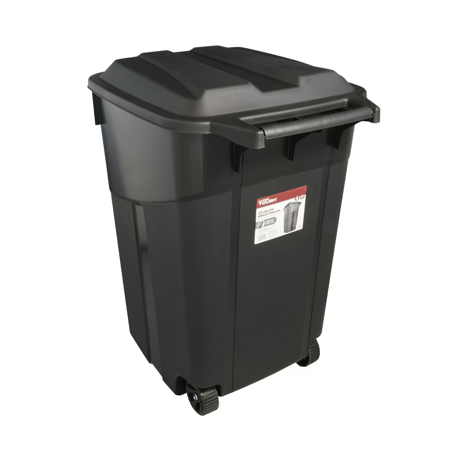 2 Pack Hyper Tough 45 Gallon Rolling Trash Can Heavy Duty Outdoor Black