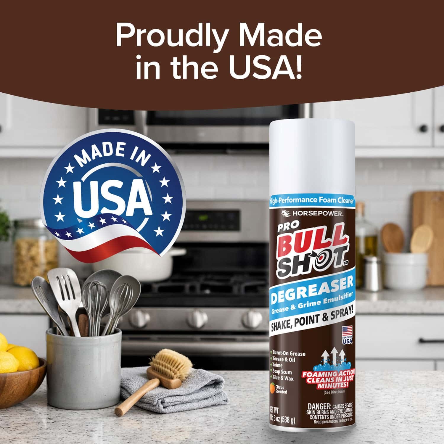 Bull Shot Degreaser Pro Foaming Grime Remover Spray Made in USA
