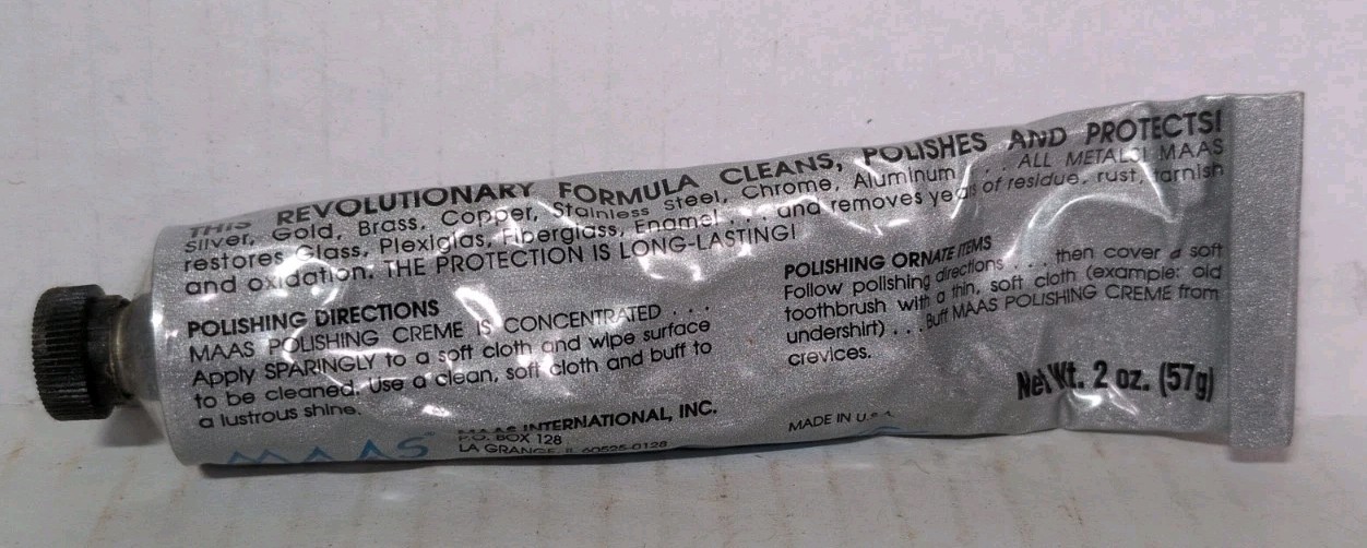 MAAS Fine Polishing Creme For All Metals Concentrated 2 oz Partial Tube Vintage