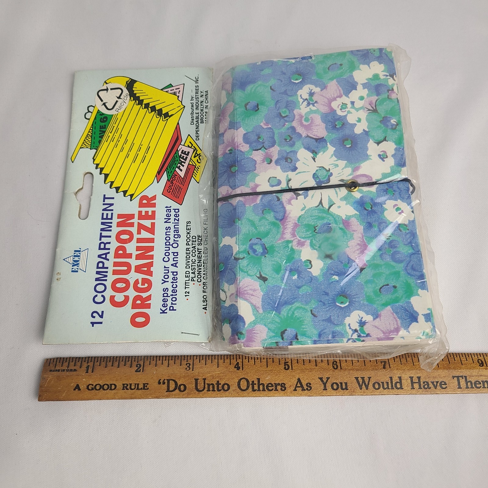 Vintage NOS Coupon Organizer 90s Floral Print Excell 12 Compartment Expandable