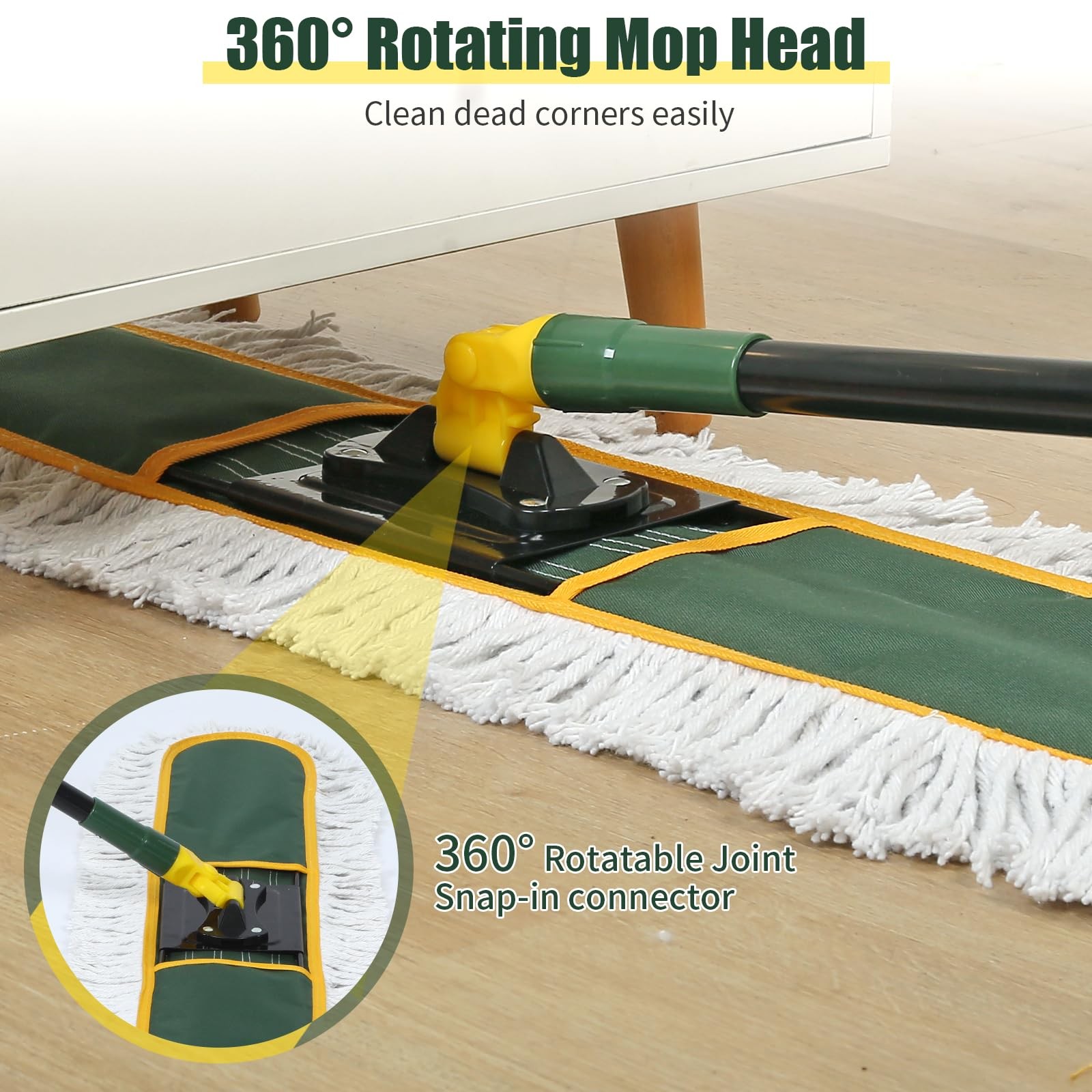24 Inch Commercial Dust Mop Heavy Duty, Dry Wet Dust Broom