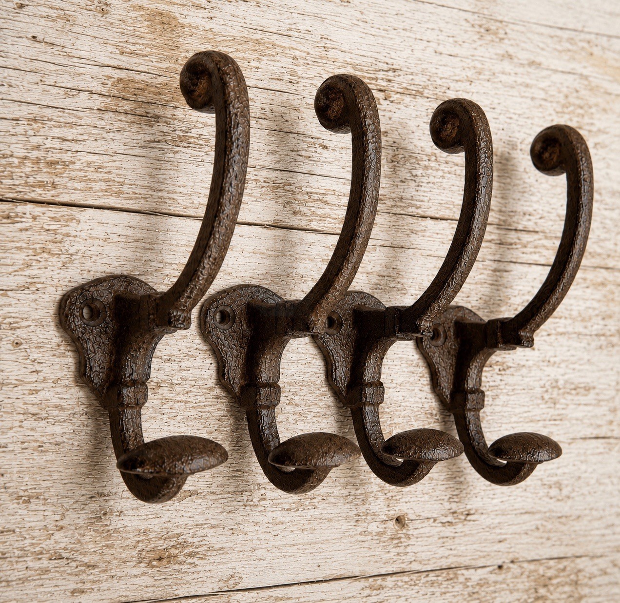 5 Cast Iron Rustic Brown double Wall Hooks Vintage Style Coat Entryway Hook 5.5”