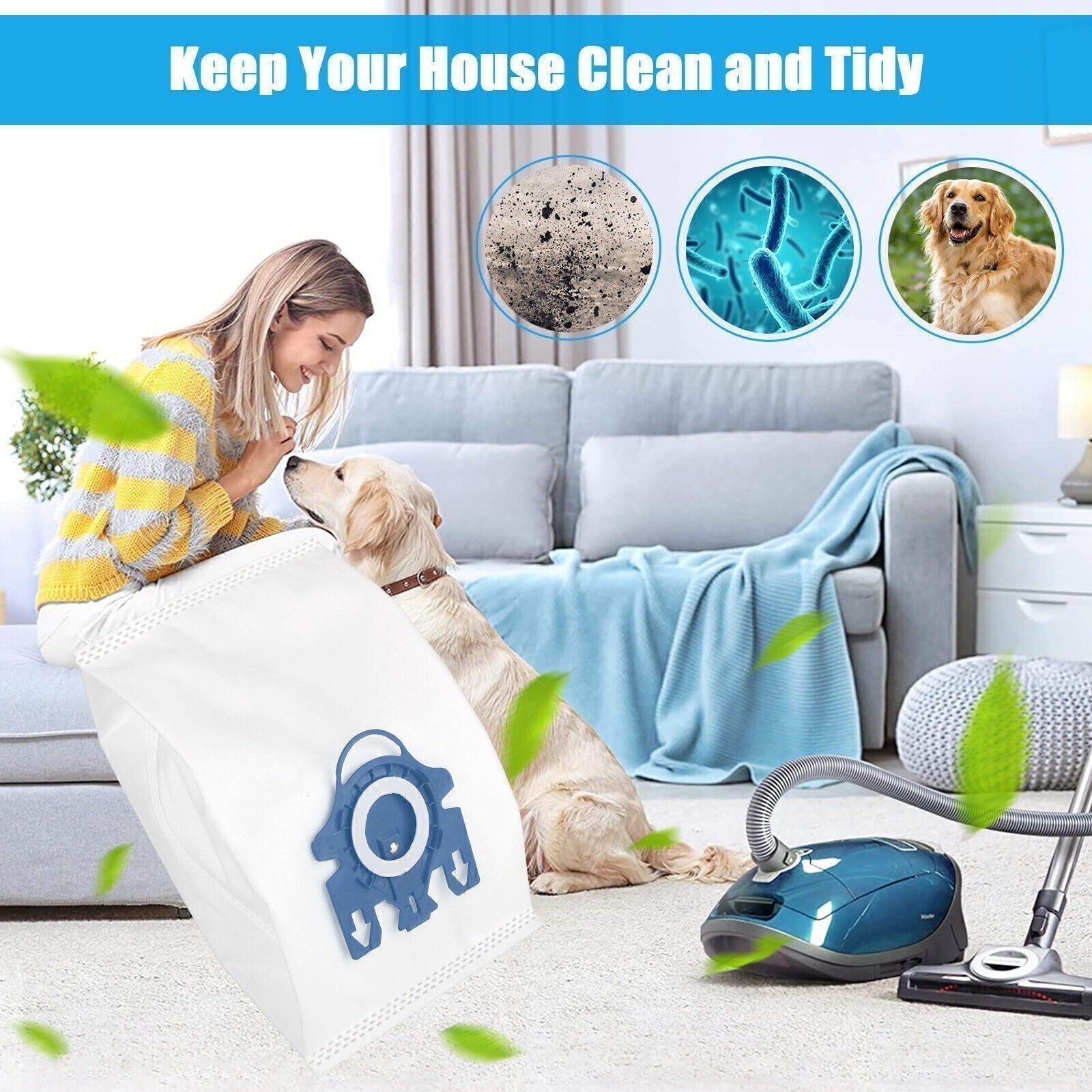 16 Pack Miele AirClean 3D GN Vacuum Cleaner Bags for Miele Vacuum Classic C1