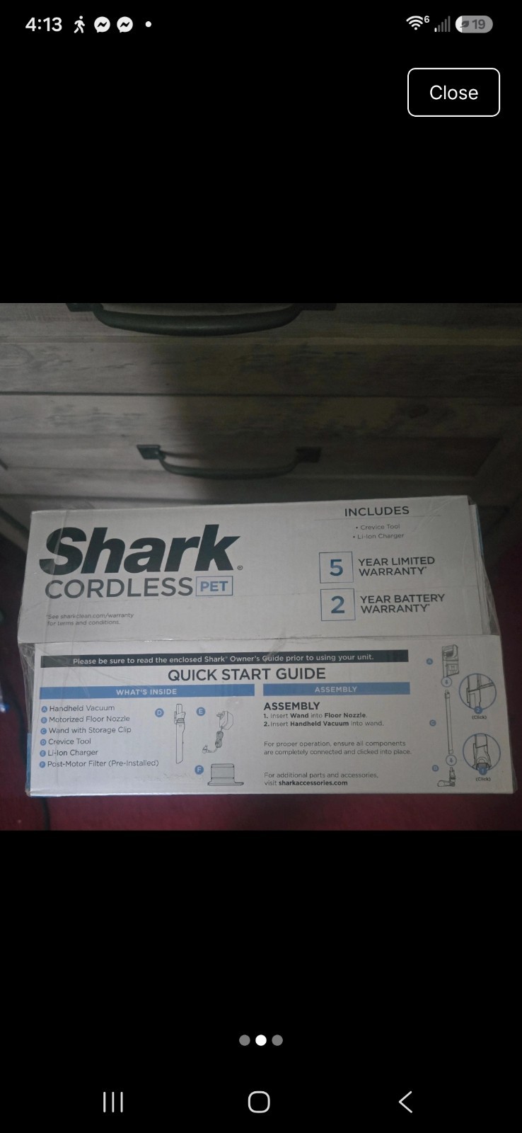 Shark Cordless Pet Stick Vacuum Bagless 40 Min Blue Freestanding Storage