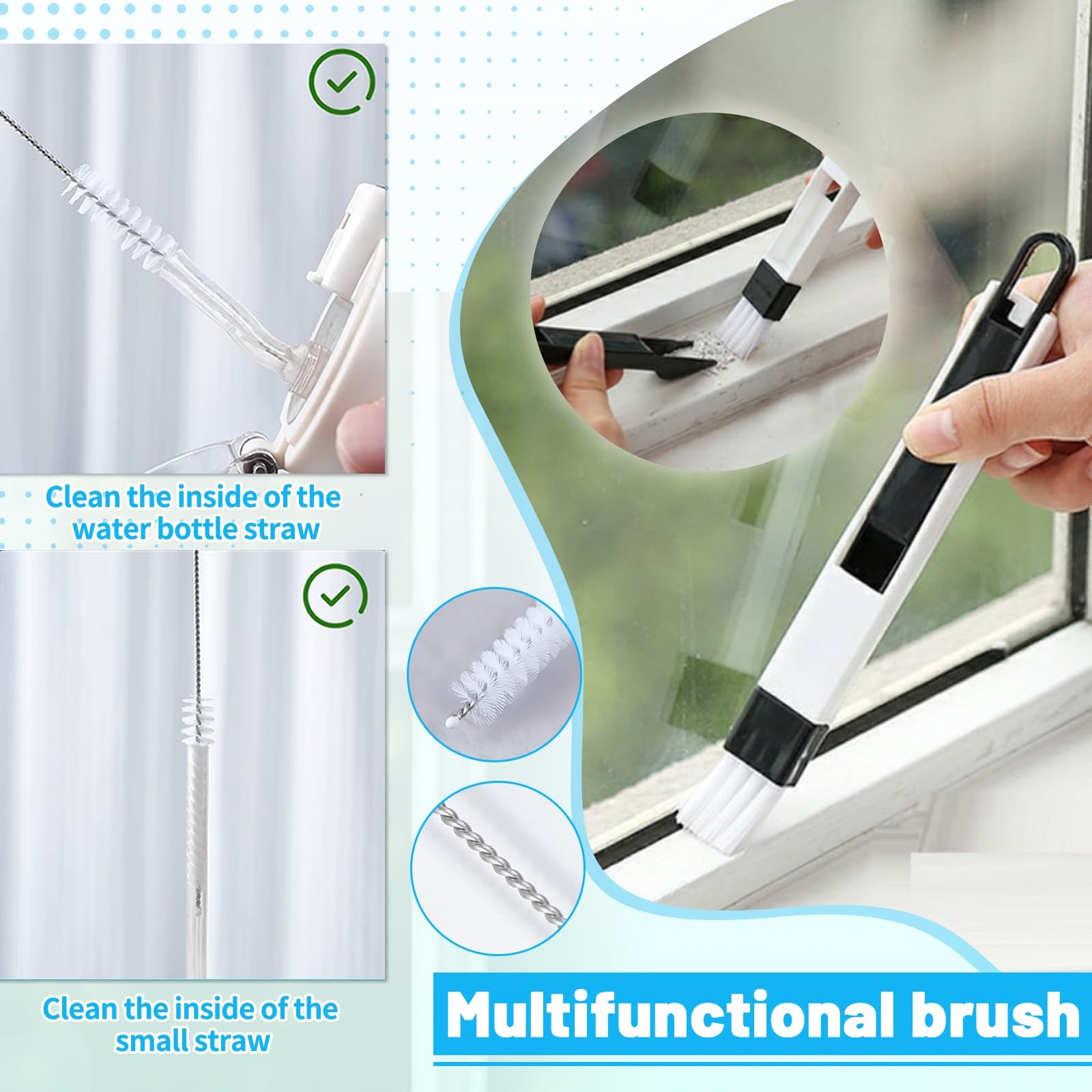 16Pcs Crevice Cleaning Brush Set, Hard Bristle 7 x 1.2 x 10.3 inches, 16 Pcs
