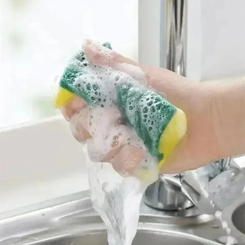 100/1Pcs Kitchen Dishwashing Sponge Soft Absorbent Clean Rub Pot Rust Scouring P