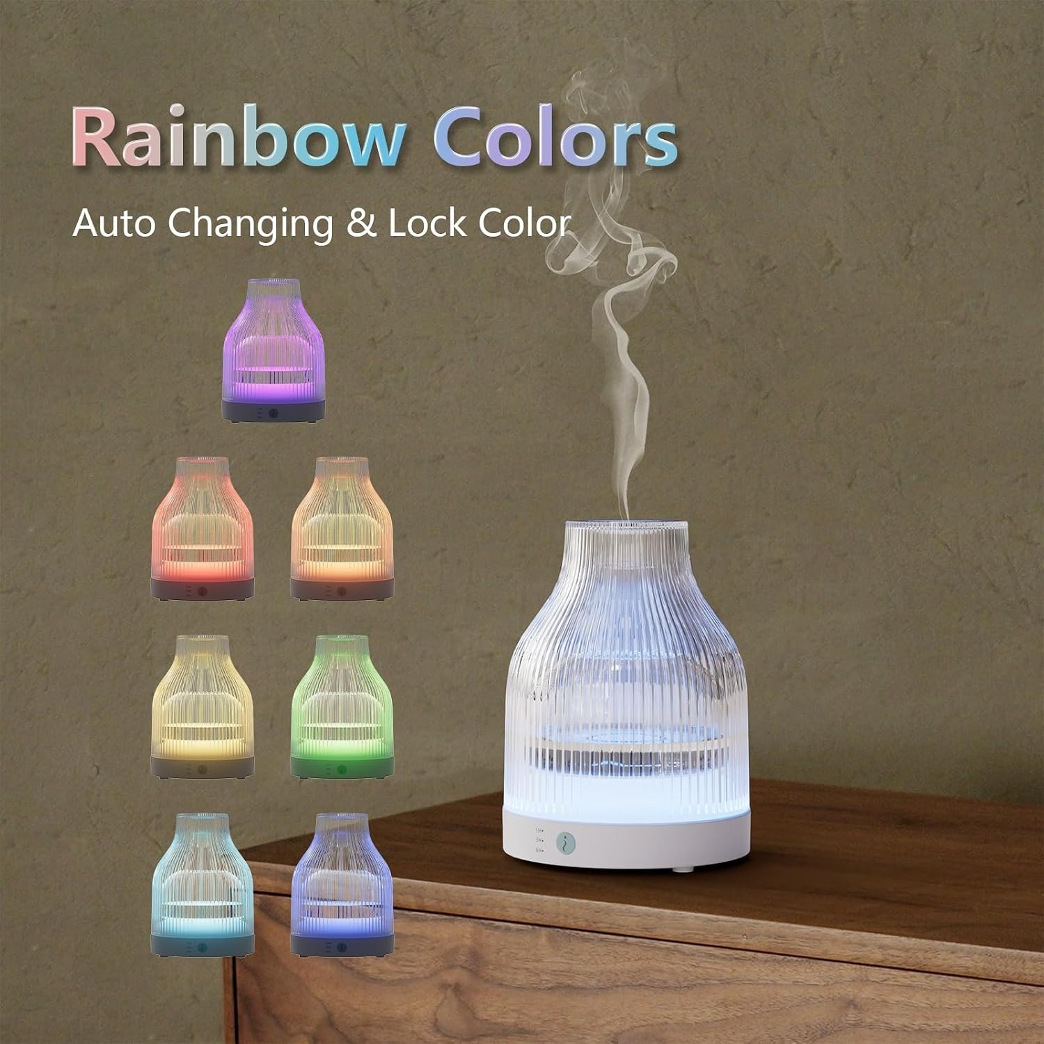 Compact Essential Oil Diffuser, 200ml Ultrasonic Mist, 7 Colors, Quiet, Auto Off