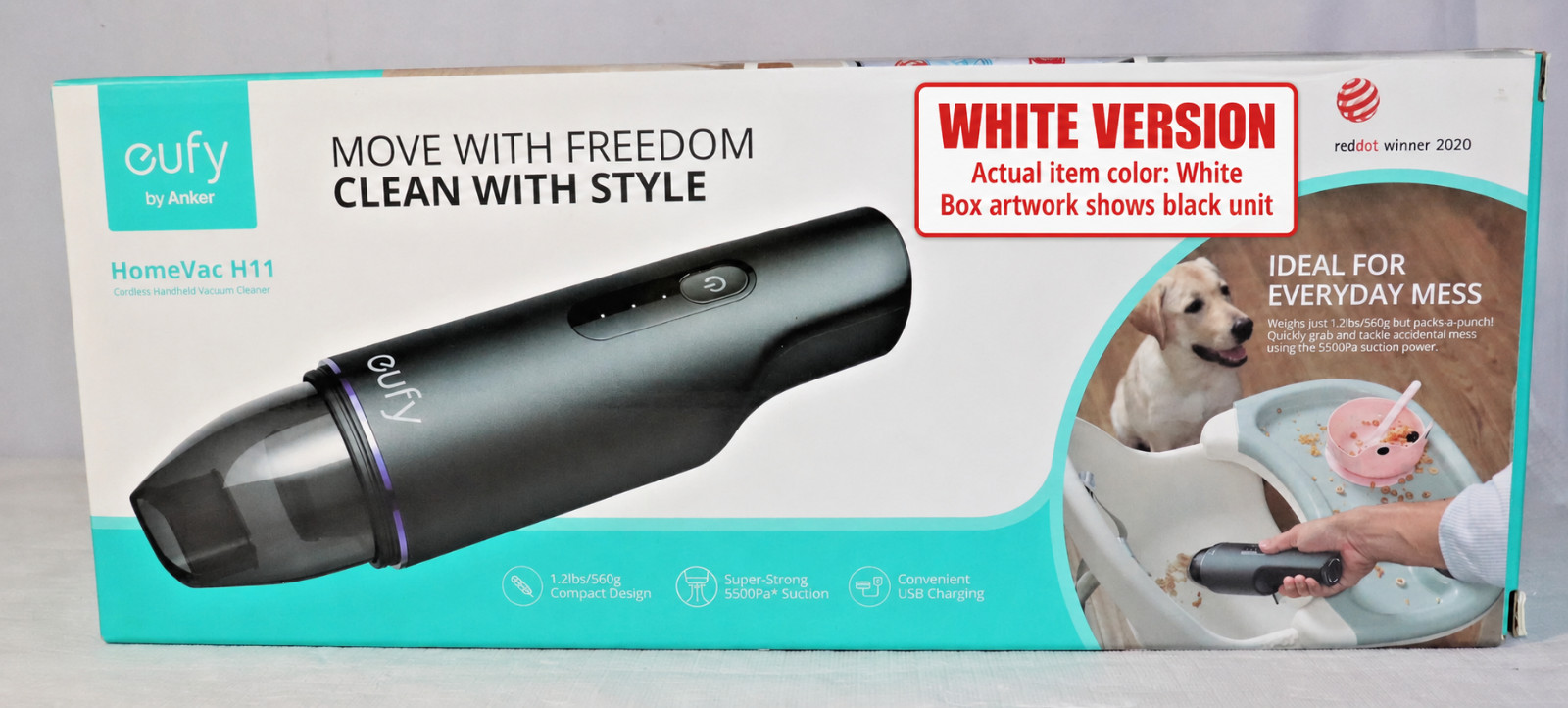 eufy by Anker HomeVac H11 White Cordless Handheld Vacuum 5500Pa USB New