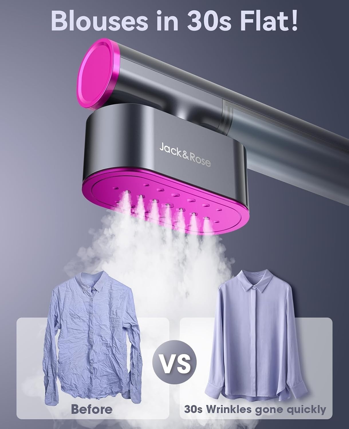 Jack ＆ Rose Travel Steamer for Clothes,100-220V Portable Iron,15s Heat Up,Steame