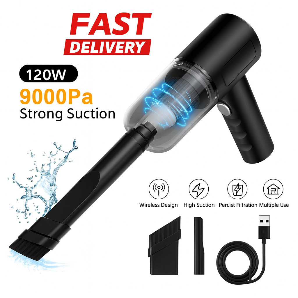 3 in 1 Cordless Handheld Vacuum 120W Mini Portable Wireless Cleaner for Car&Home