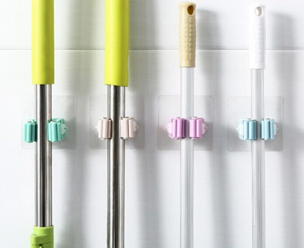 4Pcs Wall Mount Mop Holder Broom Holder and Garden Tool Garage Organizer for Mop
