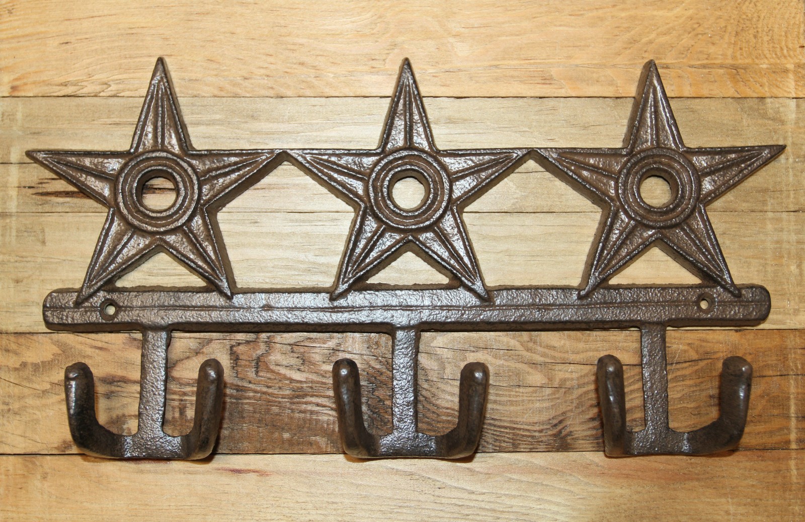 1 -TRIPLE PLAY,Western Star,3 Double Wall Hooks,Country Western decor ,W-72