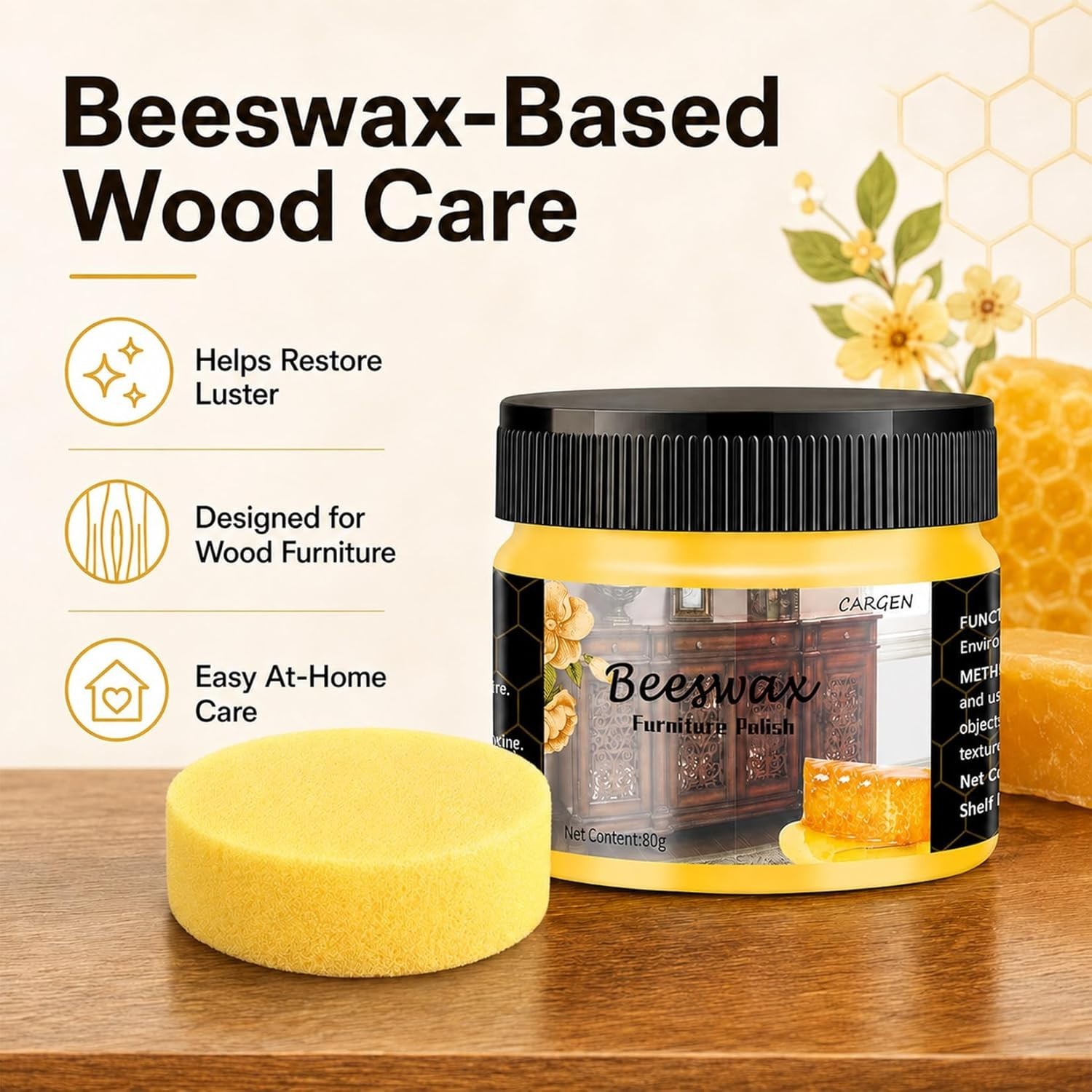 Natural Beeswax Furniture Polish with Carnauba Wax – Revitalize Wood Surfaces